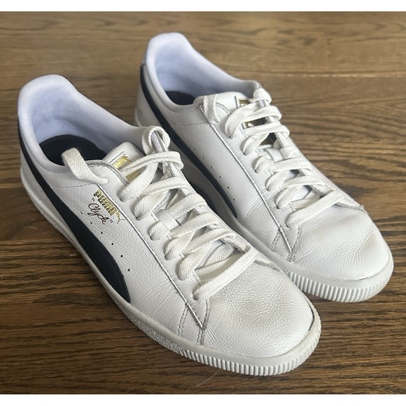 Puma Other - Puma Clyde Core L. Foil White Black Gold 364669-01 Mens 7.5 Classic Sneakers